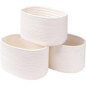 Cotton Rope Storage Baskets Set Woven Cube Shelf Bins Closet Organizer
